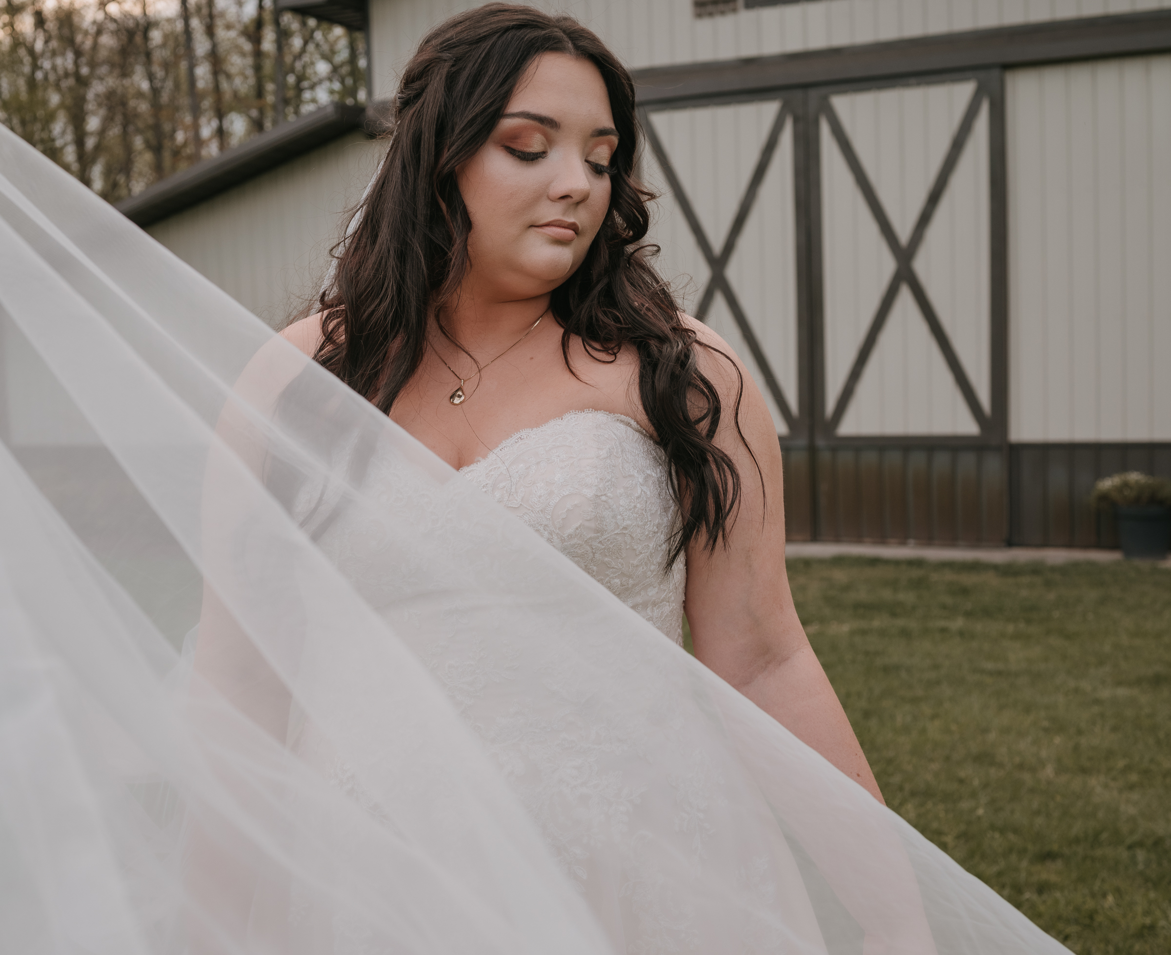 veil detail with bride